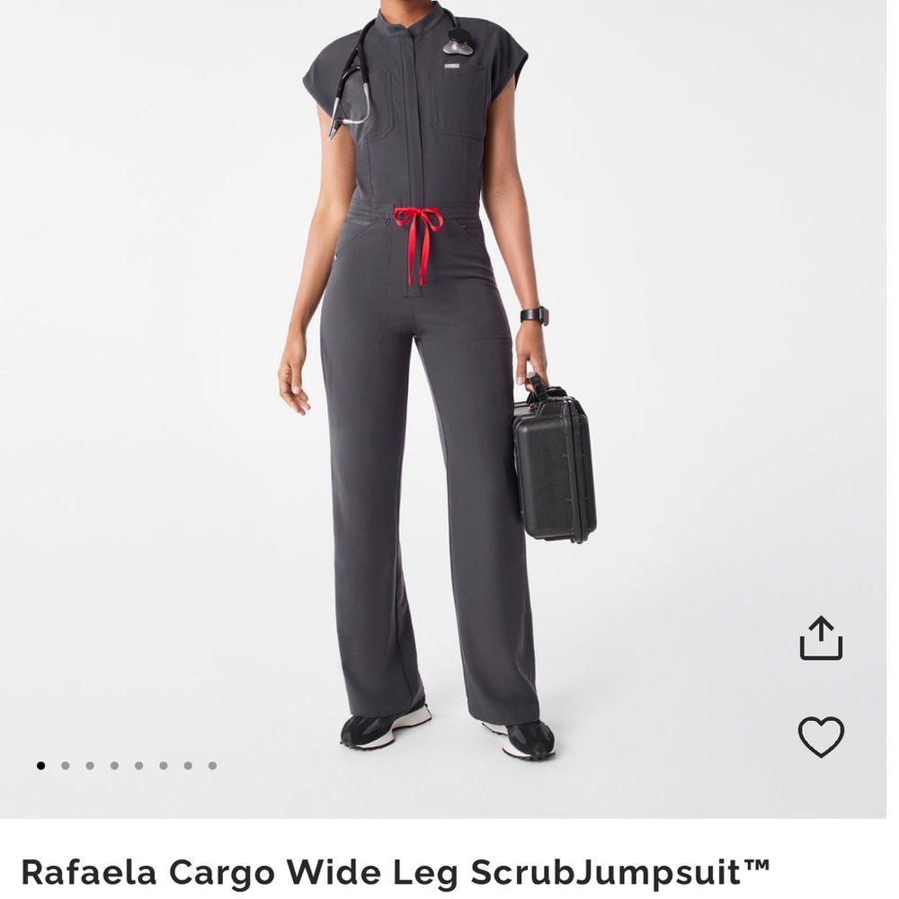 Figs Rafaela Cargo Wide Leg Scrub Jumpsuit